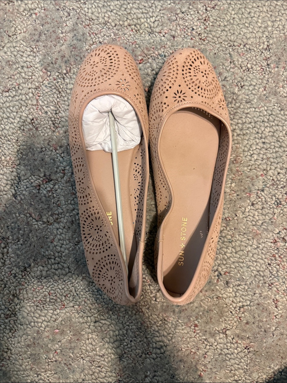 Sun + Stone Blush Laser-Cut Round-Toe SS Sophia Flats